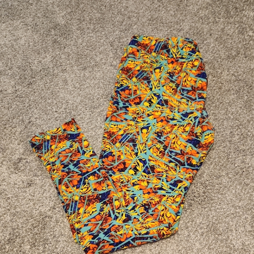 LuLaRoe Vibrant Orange and Blue Leggings